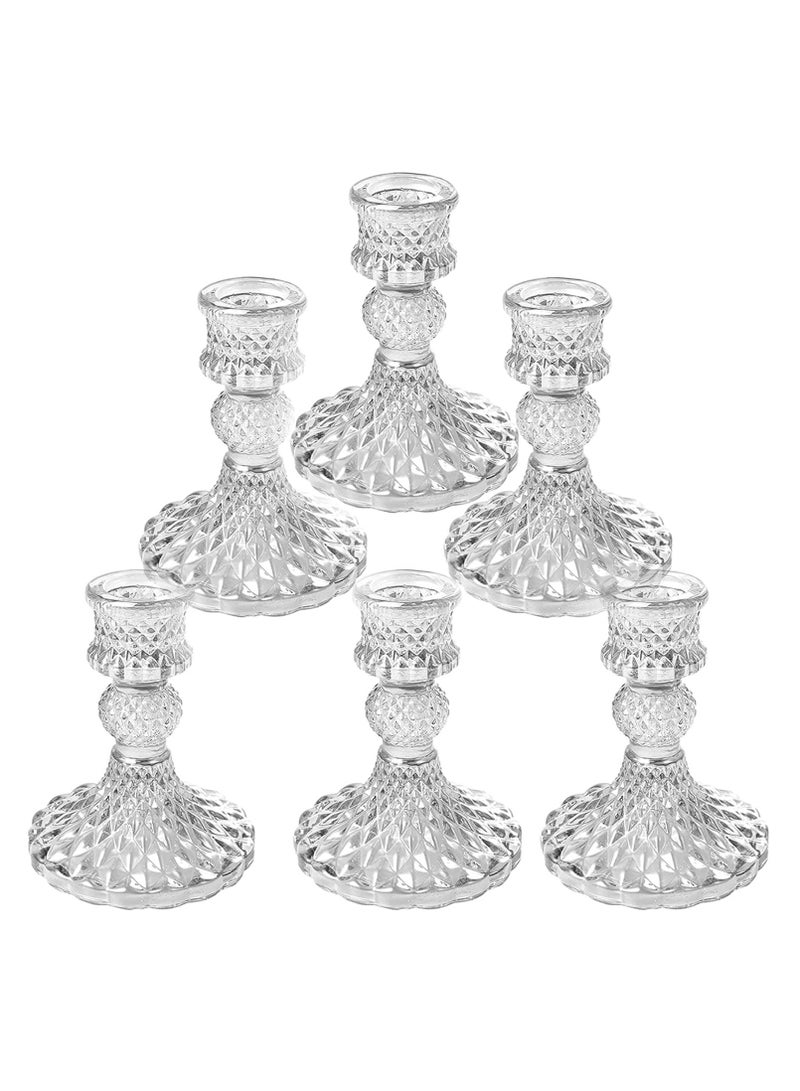 general 6 Pack Candlestick Holders Set, 4" Taper Candle Stand, Clear Glass Candle Holders for Wedding, Festival, Party, Windowsill & Elegant Dinner Party Decor - Image 2