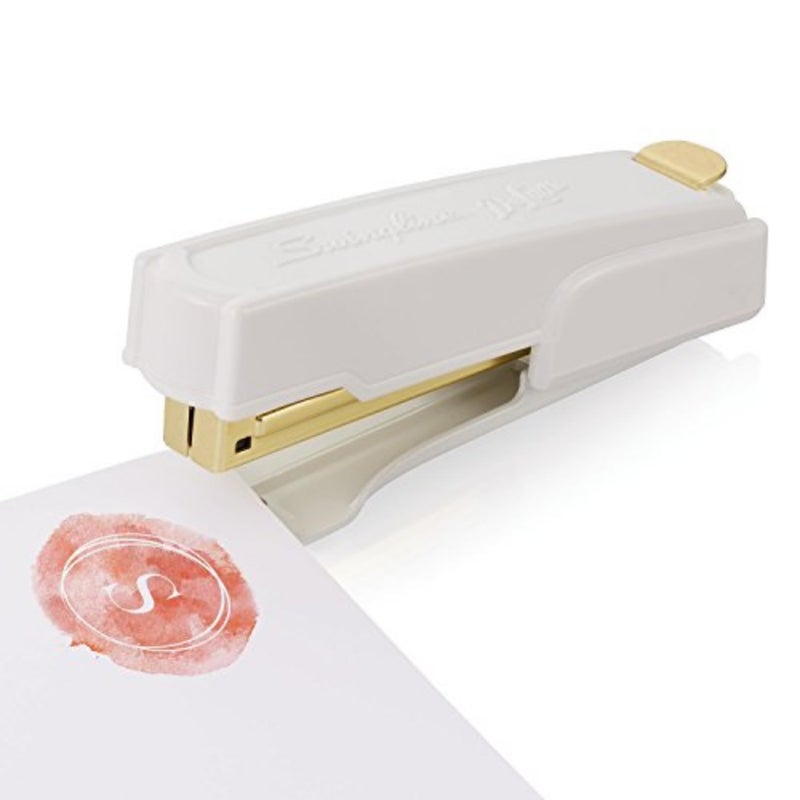 Swingline Vintage Stapler, 20 Sheet Capacity, Jam Free, Compact, Built-In Staple Remover, Metal, White and Gold (S7042301AZ) - Image 4