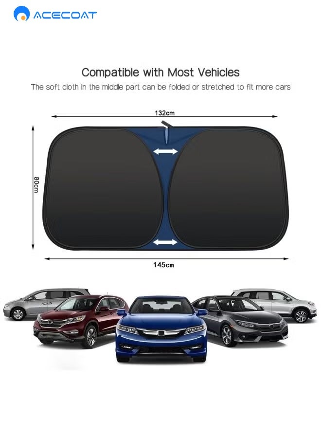 ACECOAT Foldable Windshield Sun Shade For Car | UV & Heat Reflective Sunshade With Storage Pouch | Keeps Interior Cool | Fits Most Sedans, SUVs & Trucks - Image 5