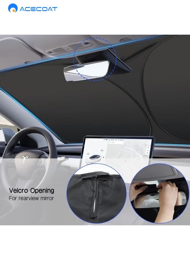 ACECOAT Foldable Windshield Sun Shade For Car | UV & Heat Reflective Sunshade With Storage Pouch | Keeps Interior Cool | Fits Most Sedans, SUVs & Trucks - Image 4