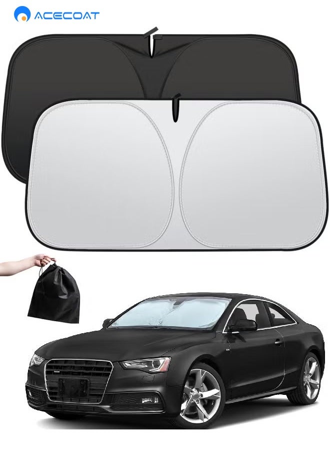 ACECOAT Foldable Windshield Sun Shade For Car | UV & Heat Reflective Sunshade With Storage Pouch | Keeps Interior Cool | Fits Most Sedans, SUVs & Trucks - Image 1