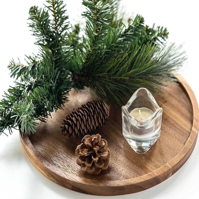 Kundi Tray Home Decor, Round Wood Tray for Coffee Table, Wooden Serving Tray, Decorative Trays for Home Decor - Image 1