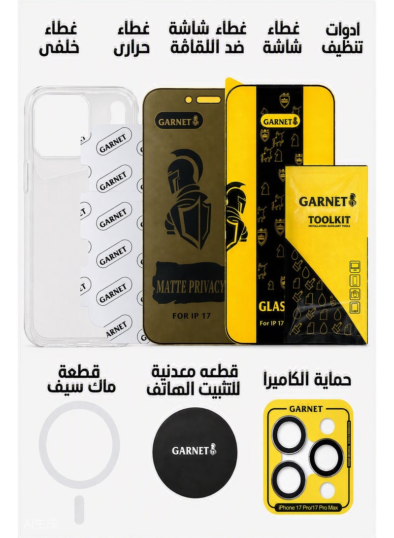 GARNET 8-in-1 Full Protection Kit | 360° Shield, Clear Case & MagSafe Support - Image 1