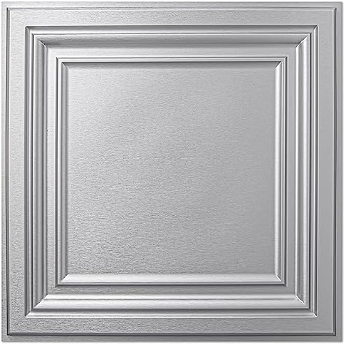 PVC CEILING TILES, 2'X2' PLASTIC SHEET IN ARGENT SILVER (12-PACK) - Image 1