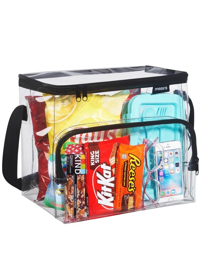 Masirs Masirs Clear Lunch Bag, Durable PVC Plastic See Through Lunch Bag with Adjustable Shoulder Strap Handle for Prison Correctional Officers, Work, School, Stadium Approved, Freezer Proof, (Large)  - Image 1