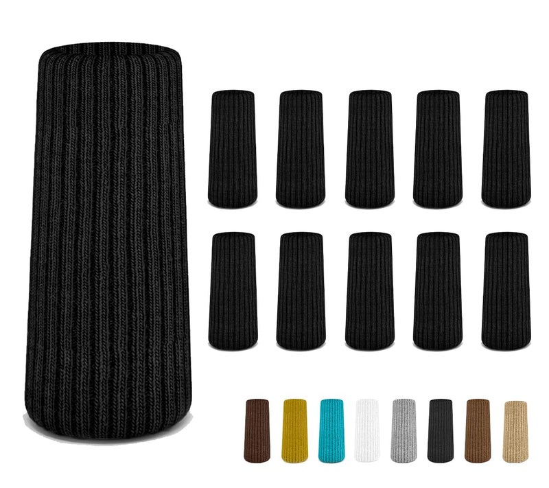 IAMZAY 16/24/32 Pcs Black Chair Leg Socks â€“ Premium Furniture Protectors for Hardwood Floors, Non-Slip & High Elastic Fit, Easy-to-Install Bar Stool Covers & Floor Pads - Image 1