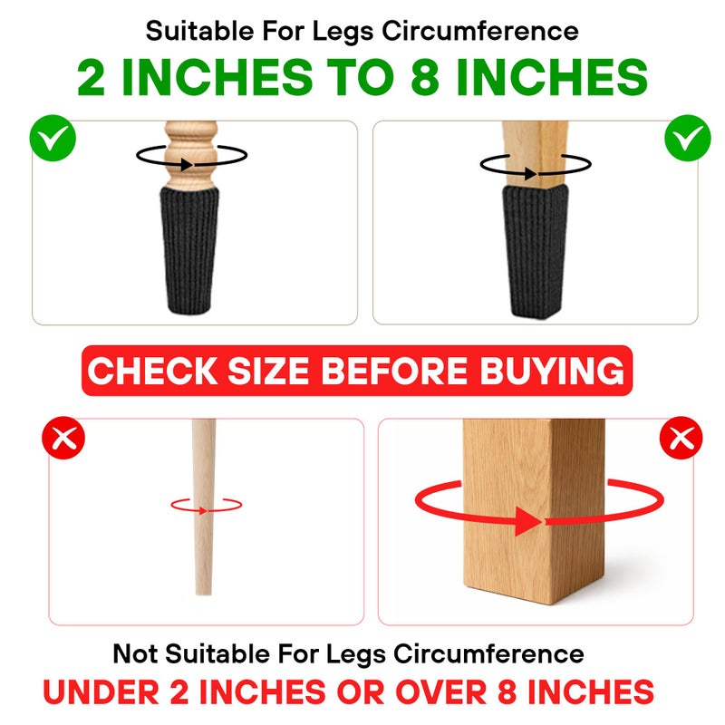 IAMZAY 16/24/32 Pcs Black Chair Leg Socks â€“ Premium Furniture Protectors for Hardwood Floors, Non-Slip & High Elastic Fit, Easy-to-Install Bar Stool Covers & Floor Pads - Image 2