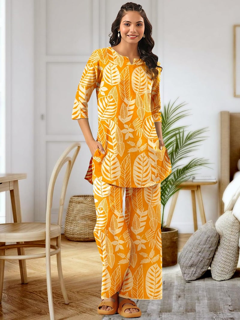Tee Projekt Co Ord Set for Women Stylish | Kurta Set for Women Yellow - Image 2