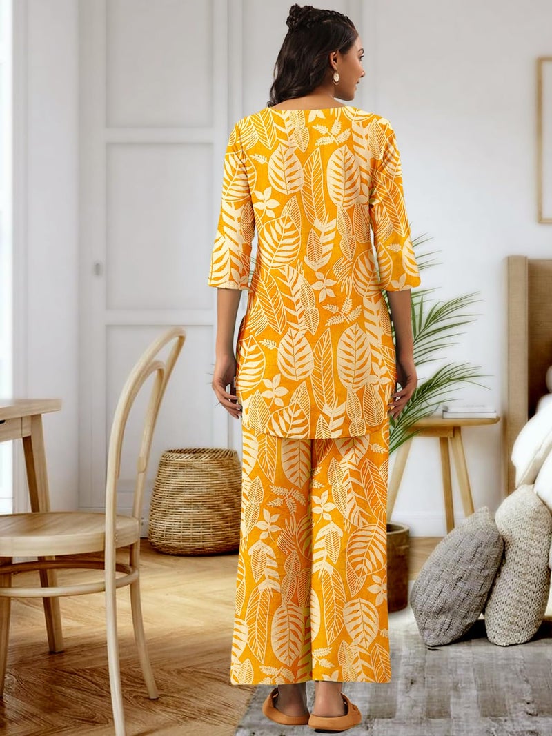 Tee Projekt Co Ord Set for Women Stylish | Kurta Set for Women Yellow - Image 3