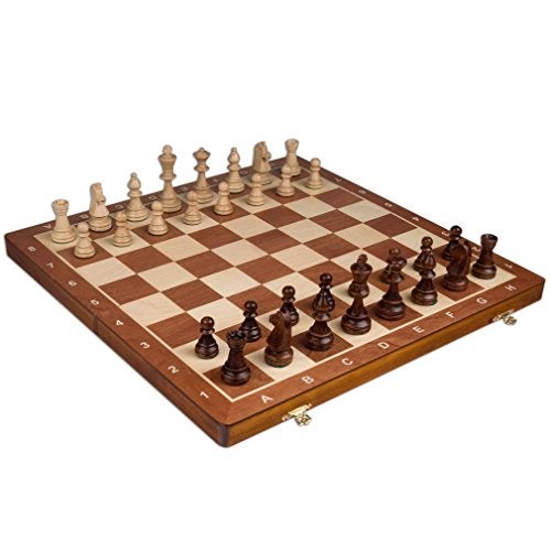 Wegiel Handmade European Professional Tournament Chess Set - Wooden 21 Inch Folding Board with Felt Base & Hand Carved Chess Pieces - Compartment Inside The Board to Store Each Piece - Image 3