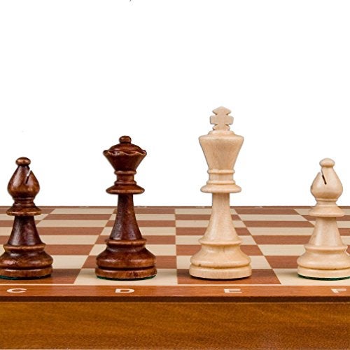 Wegiel Handmade European Professional Tournament Chess Set - Wooden 21 Inch Folding Board with Felt Base & Hand Carved Chess Pieces - Compartment Inside The Board to Store Each Piece - Image 2