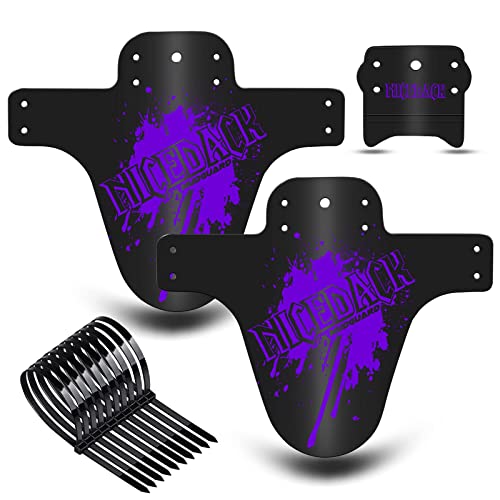 NICEDACK Bike Fender, 2PCS MTB Mud Guard Front and Rear Compatible Bicycle Mud Guard Set Downhill Mountain Bike Mudguard Fits 650B 20" 26" 27.5" 29 inch and Fat Bicycle (A-Purple) - Image 1