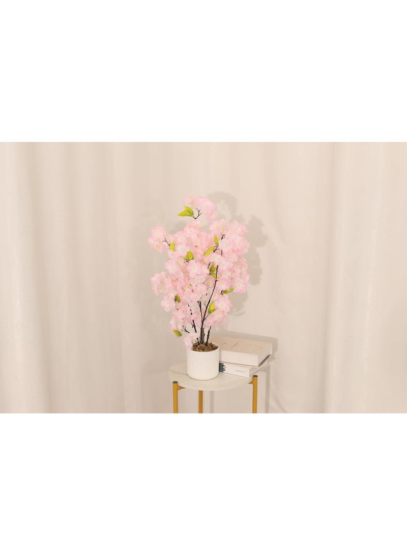 Marcolo Artificial Cherry Bonsai Tree 60cm with Pot, Pink Blossom Decorative Plant, Faux Sakura Bonsai for Home, Office & Tabletop Décor - Image 3