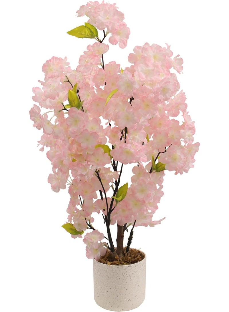 Marcolo Artificial Cherry Bonsai Tree 60cm with Pot, Pink Blossom Decorative Plant, Faux Sakura Bonsai for Home, Office & Tabletop Décor - Image 1