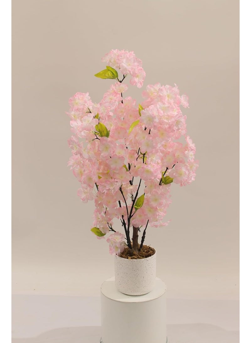 Marcolo Artificial Cherry Bonsai Tree 60cm with Pot, Pink Blossom Decorative Plant, Faux Sakura Bonsai for Home, Office & Tabletop Décor - Image 5
