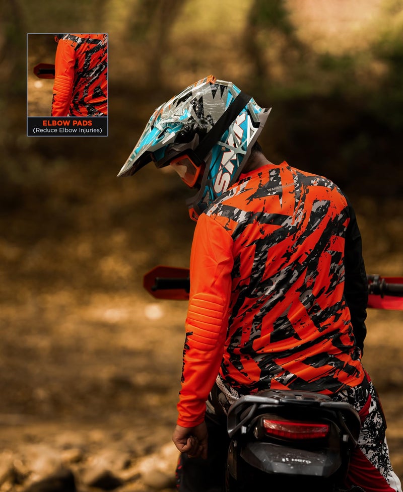 WANDERLOOMS Wild Ride Performance Jersey Tshirt for Men | Graphic Printed Round Neck Full Sleeve Riding Jersey for Bikers | Sports Tshirt for Men Orange - Image 3