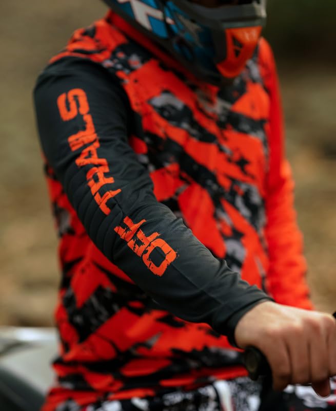 WANDERLOOMS Wild Ride Performance Jersey Tshirt for Men | Graphic Printed Round Neck Full Sleeve Riding Jersey for Bikers | Sports Tshirt for Men Orange - Image 4