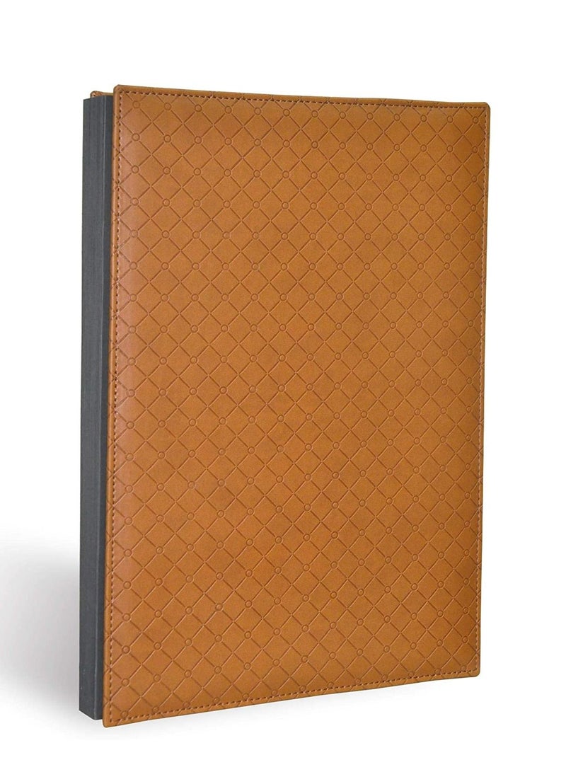 FIS Signature Book, Italian PU Material Cover, 18 Sheets with Gift Box, Brown Color, 240 x 340 mm - FSCL18BRD2 - Image 1