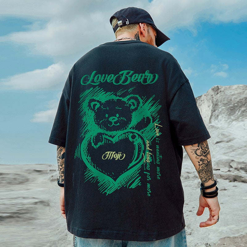 Loose Short-Sleeved Five-Point T-Shirt for Men, Plus Size, 2023 New Summer Chinese Style, Oversized Half-Sleeve Top - Image 1