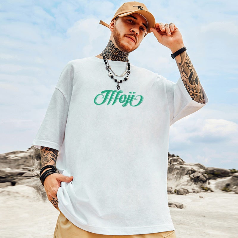 Loose Short-Sleeved Five-Point T-Shirt for Men, Plus Size, 2023 New Summer Chinese Style, Oversized Half-Sleeve Top - Image 4