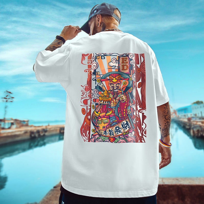Loose Short-Sleeved Five-Point T-Shirt for Men, Plus Size, 2023 New Summer Chinese Style, Oversized Half-Sleeve Top - Image 2
