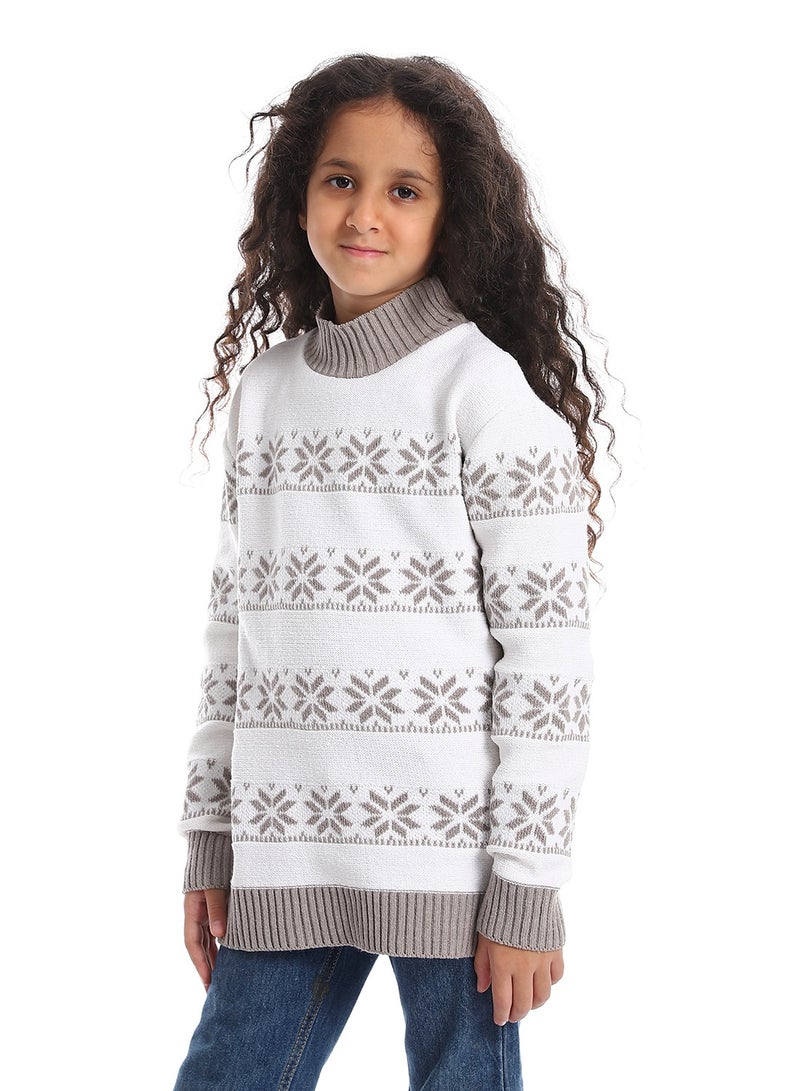 Caesar Girls Wool Pullover With Mutlicolour Design  - Image 2