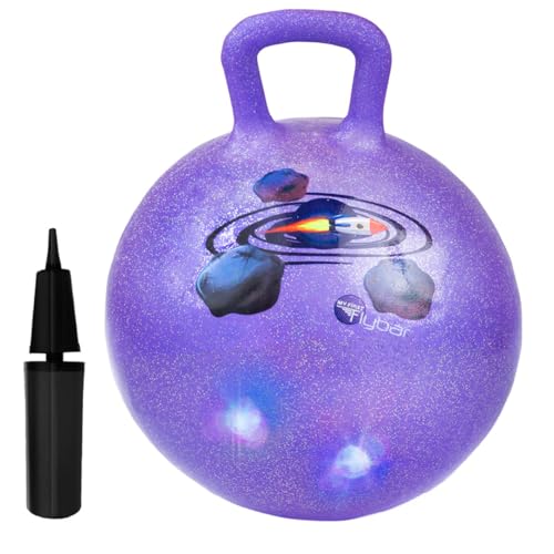 Flybar Hopper Ball for Kids Inflatable Bouncy RideOn Ball wHandle for Indoor Outdoor Active Play Includes Pump Jump Ball Toy for Boys Girls Supports Up to 165 lbs Ages 3 18Inch Small - Image 1