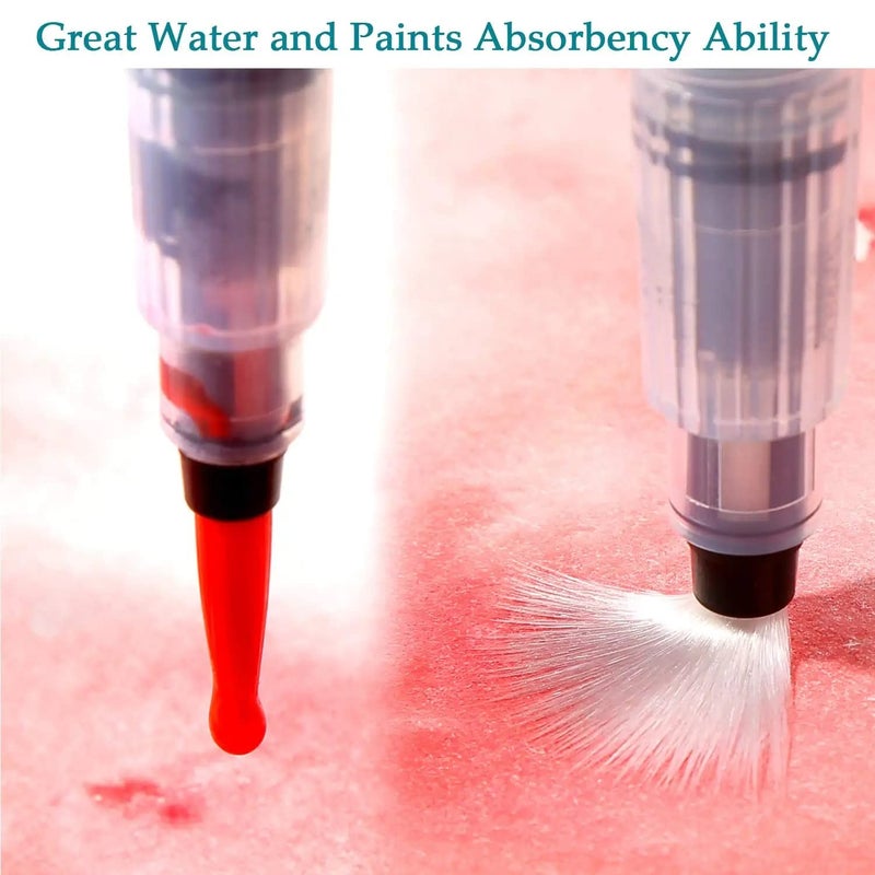HOUSE HATCH Water Brush Pen Set, 6 Pcs Aqua Painting Brushes with Assorted Tips for Water Soluble Colored Pencils, Water Color Water-Base Markers, Powdered Pigment Watercolor Paints - Image 4