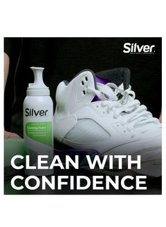 Silver Premium Shoe Cleaner, Sneaker Cleaning Foam Kit With Scrubbing Sponge - Safe on All Materials 125ml  - Image 2
