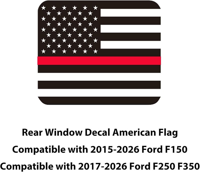 Zxiaochun Rear Middle Window American Flag Decal for Ford F150 F250 F350 2015-2022 2023 2024 2025 2026 Back Center Sliding Window Glass USA Flag Vinyl Sticker (Thin Red Line) - Image 3