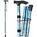 CLOKTA Folding Cane 5Level Adjustable Height Lightweight Portable Foldable Walking Canes with Wrist Strap and T Handle for Men Women Seniors Floral Blue - Image 1
