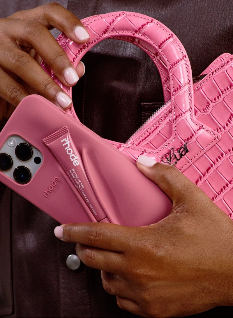 Rhode iPhone 16 Pro Silicone Lip Holder for Cell Phone, Lip Gloss Adhesive Sleeve for Phone, Lip Holder Stick-on Phone Case, Back Stick On Holder for Rhode iPhone 16 Pro(Salty Tan) - Image 2