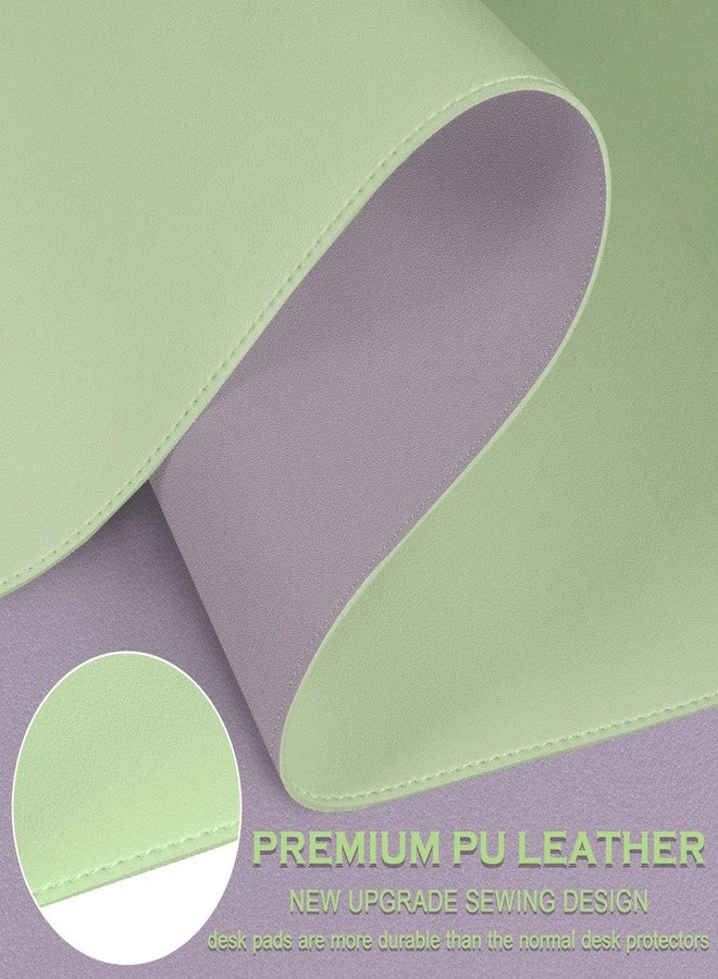 BLESWIN Double-Sided Office Desk Mat, Large Mouse Pad, Waterproof PU Leather Protective Pad, Laptop Desk Pad, Dual Use Cover Protector for Office/Home Keyboard (Matcha+Purple, 31.5''×15.8'') - Image 4