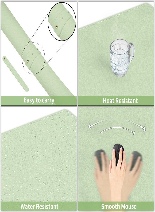 BLESWIN Double-Sided Office Desk Mat, Large Mouse Pad, Waterproof PU Leather Protective Pad, Laptop Desk Pad, Dual Use Cover Protector for Office/Home Keyboard (Matcha+Purple, 31.5''×15.8'') - Image 3