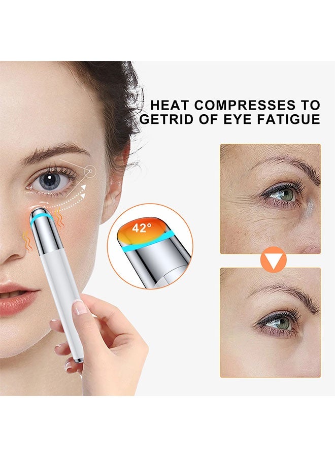 JS Eye and Facial Massage Tools, Vibration Heating Massage Pen, Anti-aging Eye Massager, Lifting Firming Skin Care Tool for Eyes and Neck Wrinkles, Heated Eye Massager - Image 2