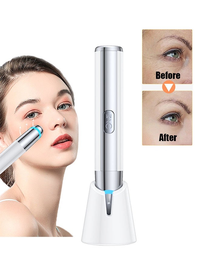 JS Eye and Facial Massage Tools, Vibration Heating Massage Pen, Anti-aging Eye Massager, Lifting Firming Skin Care Tool for Eyes and Neck Wrinkles, Heated Eye Massager - Image 1