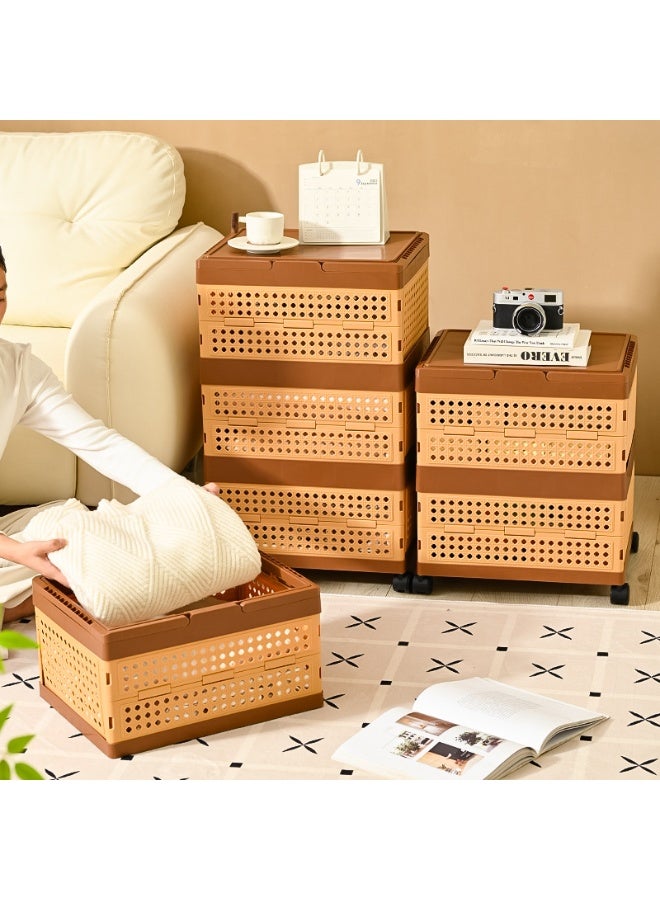 BLOOMING TIME Storage Crate Clothes Organizer on Wheels ,Folding Large Capacity Rectangular with Lid Storage Basket - Image 5