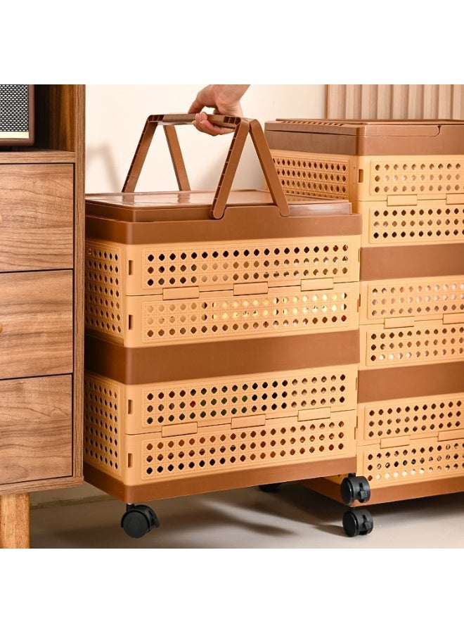 BLOOMING TIME Storage Crate Clothes Organizer on Wheels ,Folding Large Capacity Rectangular with Lid Storage Basket - Image 4