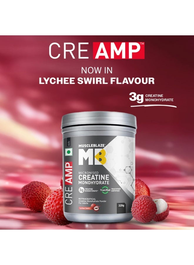 MuscleBlaze Micronised Creatine Monohydrate CreAMP Powder, Lychee Swirl (80 Servings, 320g) | Trustified Certified Creatine - Image 3