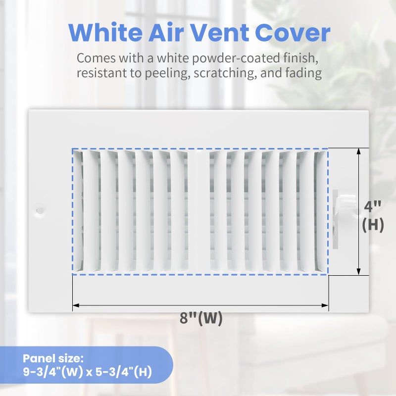 Howeall 8 x 4 Inch [Duct Opening] Air Vent Covers for Wall or Ceiling - High Airflow 2 Way Steel Ventilation - Adjustable Wall/Ceiling Register, 9-3/4 Inch x 5-3/4 Inch [Overall Dimensions] - Image 2