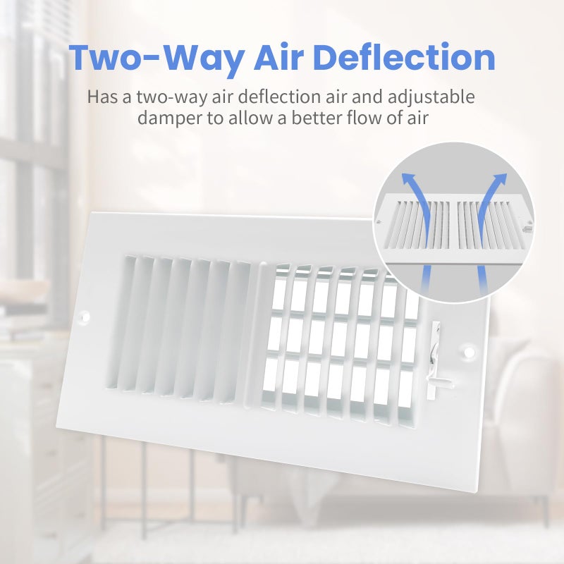 Howeall 8 x 4 Inch [Duct Opening] Air Vent Covers for Wall or Ceiling - High Airflow 2 Way Steel Ventilation - Adjustable Wall/Ceiling Register, 9-3/4 Inch x 5-3/4 Inch [Overall Dimensions] - Image 4