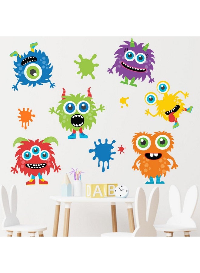 Mfault Cute Monster Wall Decals Stickers, Colorful Big Eye Cartoon Monster Paint Splatter Nursery Decorations Kids Bedroom Art, Toddlers Boy Girl Room Playroom Daycare Decor - Image 3
