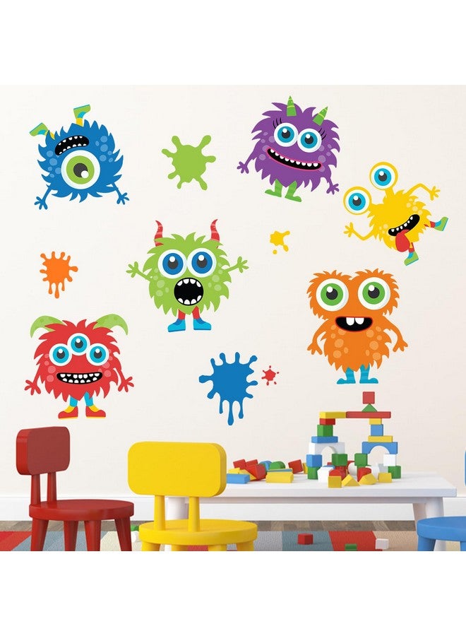 Mfault Cute Monster Wall Decals Stickers, Colorful Big Eye Cartoon Monster Paint Splatter Nursery Decorations Kids Bedroom Art, Toddlers Boy Girl Room Playroom Daycare Decor - Image 5