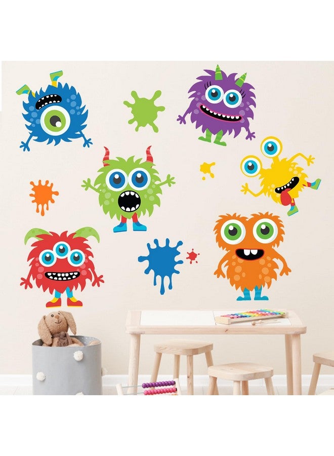 Mfault Cute Monster Wall Decals Stickers, Colorful Big Eye Cartoon Monster Paint Splatter Nursery Decorations Kids Bedroom Art, Toddlers Boy Girl Room Playroom Daycare Decor - Image 4