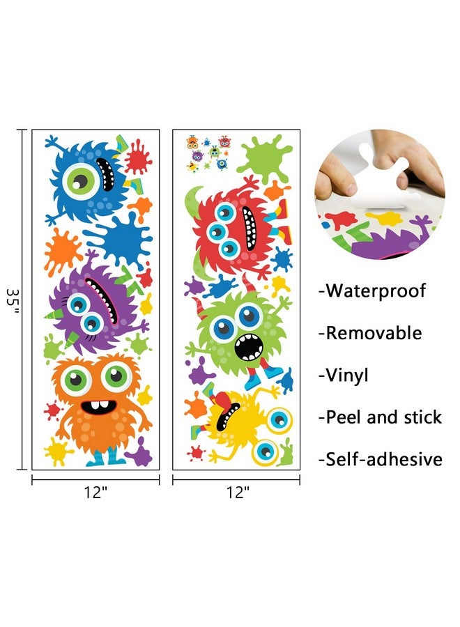 Mfault Cute Monster Wall Decals Stickers, Colorful Big Eye Cartoon Monster Paint Splatter Nursery Decorations Kids Bedroom Art, Toddlers Boy Girl Room Playroom Daycare Decor - Image 2
