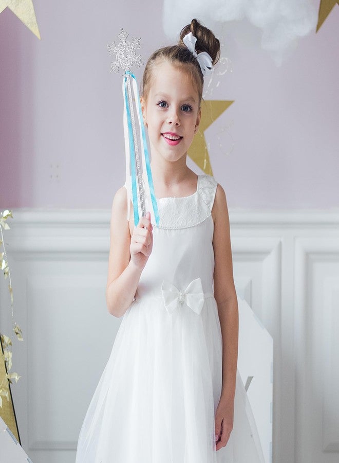 PullCrease 48 Pcs Snowflake Wand Sparkling Snowflake Fairy Wands for Winter Kids Girls Boys Princess Theme Birthday Party Favors Play Supplies Decorations - Image 4