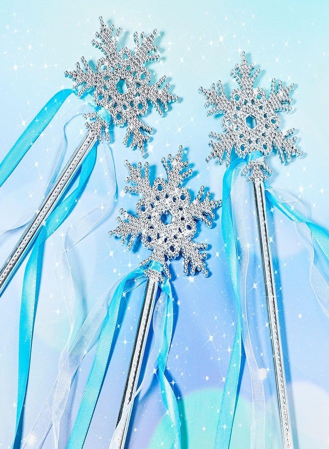 PullCrease 48 Pcs Snowflake Wand Sparkling Snowflake Fairy Wands for Winter Kids Girls Boys Princess Theme Birthday Party Favors Play Supplies Decorations - Image 5