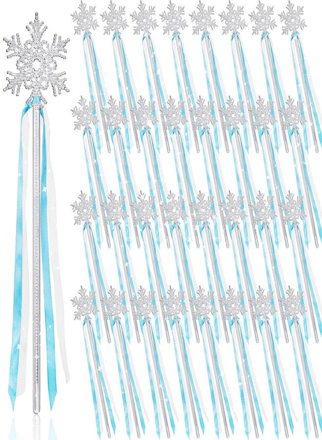 PullCrease 48 Pcs Snowflake Wand Sparkling Snowflake Fairy Wands for Winter Kids Girls Boys Princess Theme Birthday Party Favors Play Supplies Decorations - Image 1