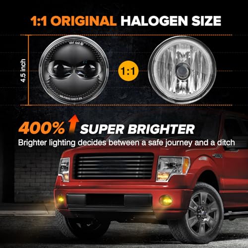 RAMJET4X4 LED Fog Lights Dual Color Bumper Driving Lamps Assembly Replacement Compatible with Ford F150 2006 2007 2008 2009 2010 2011 2012 2013 2014 F150 (White-Yellow Light) - Image 5