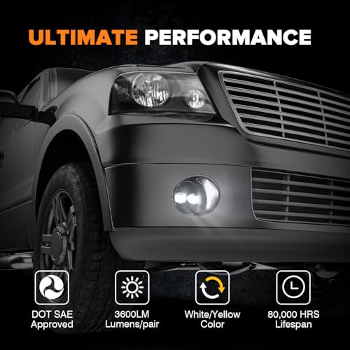 RAMJET4X4 LED Fog Lights Dual Color Bumper Driving Lamps Assembly Replacement Compatible with Ford F150 2006 2007 2008 2009 2010 2011 2012 2013 2014 F150 (White-Yellow Light) - Image 3